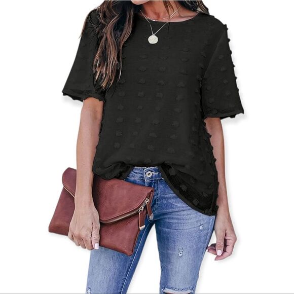 NWT Blooming Jelly Womens Chiffon Swiss Dot Blouse - Picture 1 of 5